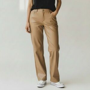 SPANX Toffee Faux Leather Slim Straight Pant XL NWT
